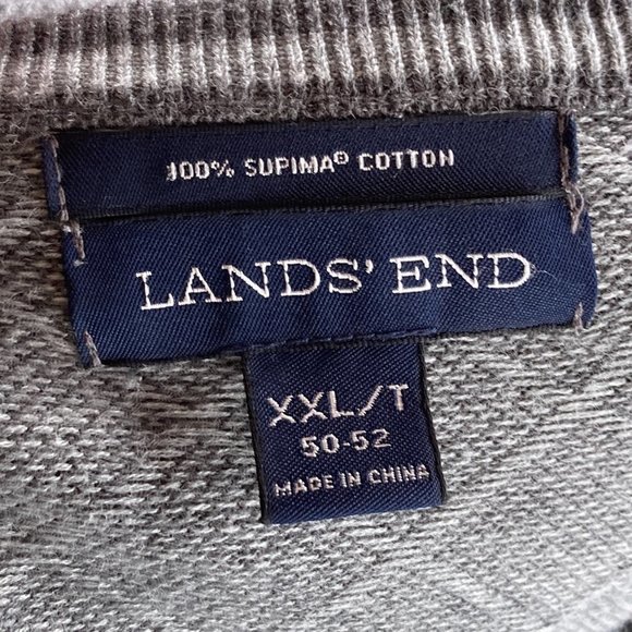 Lands' End Men's Tall‎ XXL XXLT Gray Supima Cotton Check V-Neck Pullover Sweater - Picture 3 of 3
